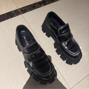 Prada Black Platform Loafers